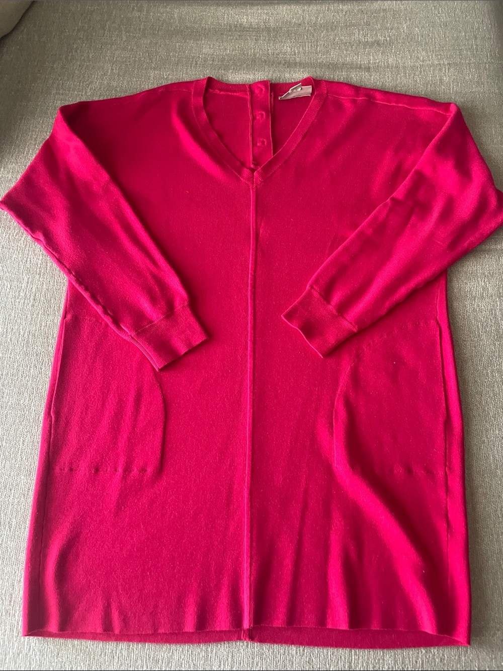 Women’s V-Neck mini Sweater - dress Hot Pink